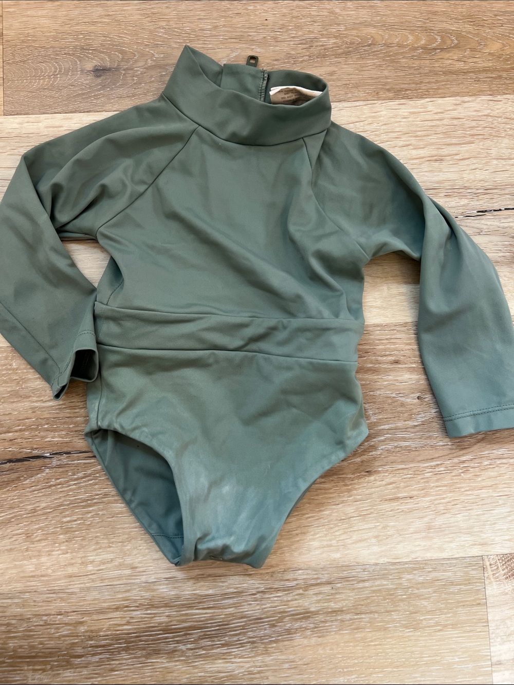 Ina Olive Green Long Sleeve Kids Rashguard Swimsuit